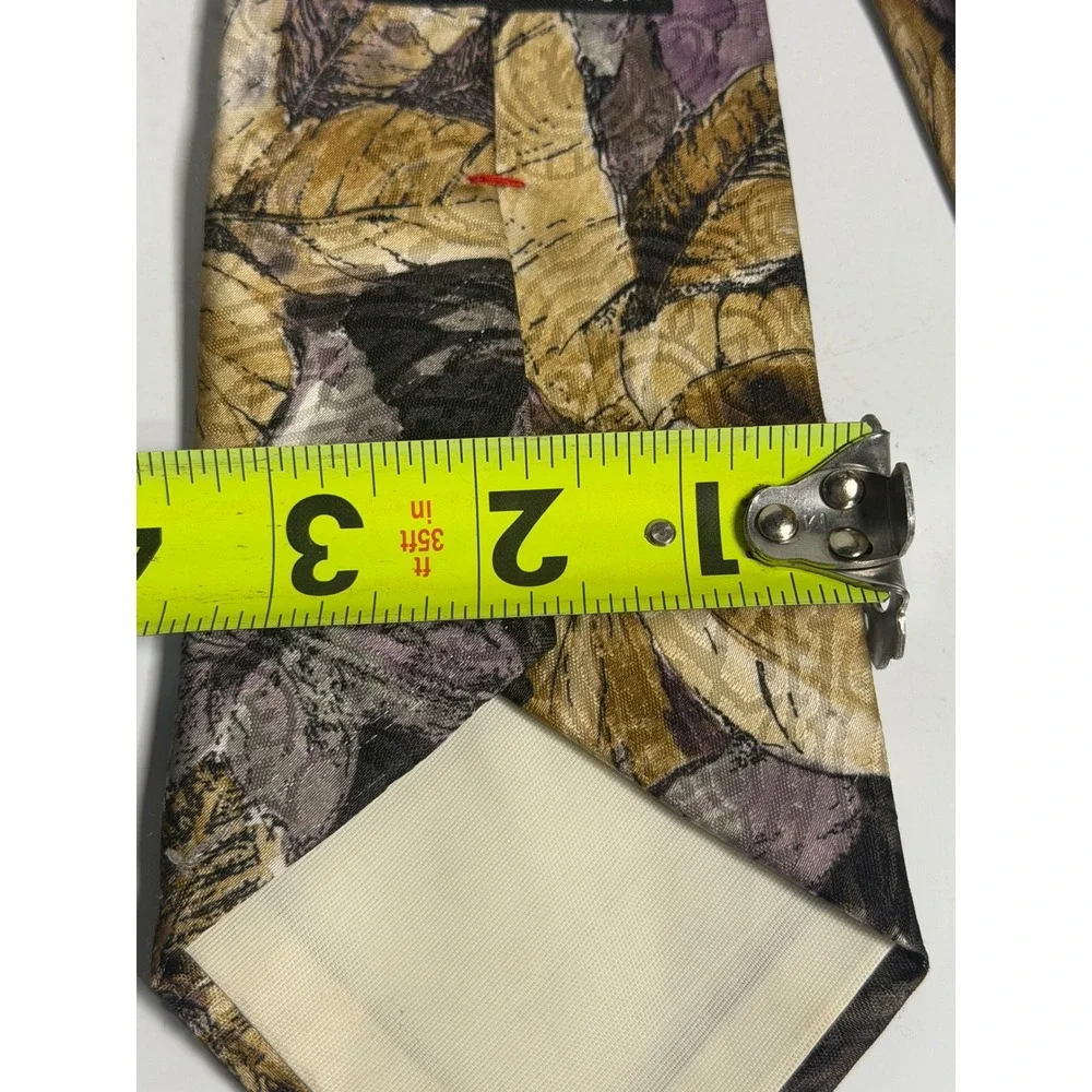 VTG Envoy Necktie Purple Gold Floral Leaf Art Deco Limited Edition Mens OS